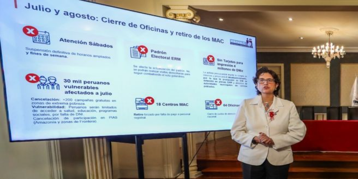 Reniec: Déficit presupuestario de S/52 millones pone en riesgo tarjetas para DNI y atención para Elecciones Regionales y Municipales