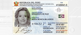 Documento de identidad parte frontal