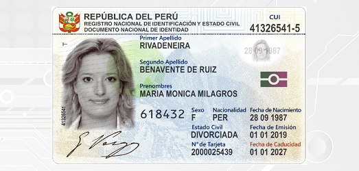 Documento de identidad parte frontal