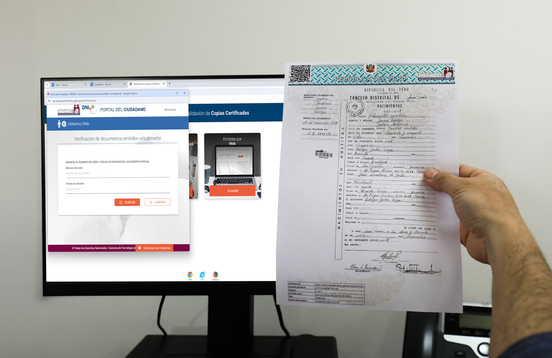 Validación de copias emitidas por web